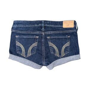Hollister Low Rise Micro Mini Jean Shorts Sz 5 / 27 Dark Wash Cuffed y2k 2000s